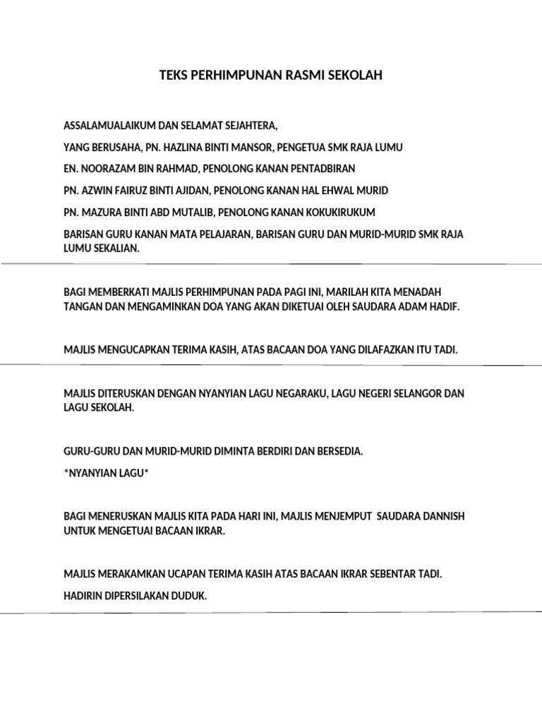 Teks Perhimpunan Rasmi | PDF
