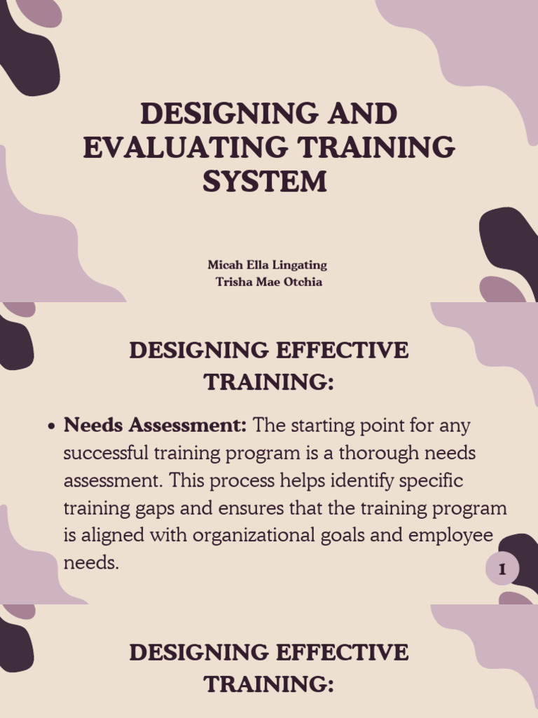 Designing and Evaluating Training System | PDF | Evaluation | Business
