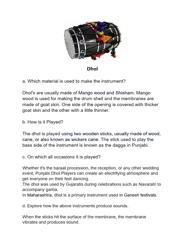 Instruments of Odisha and Punjab | PDF | Home & Garden