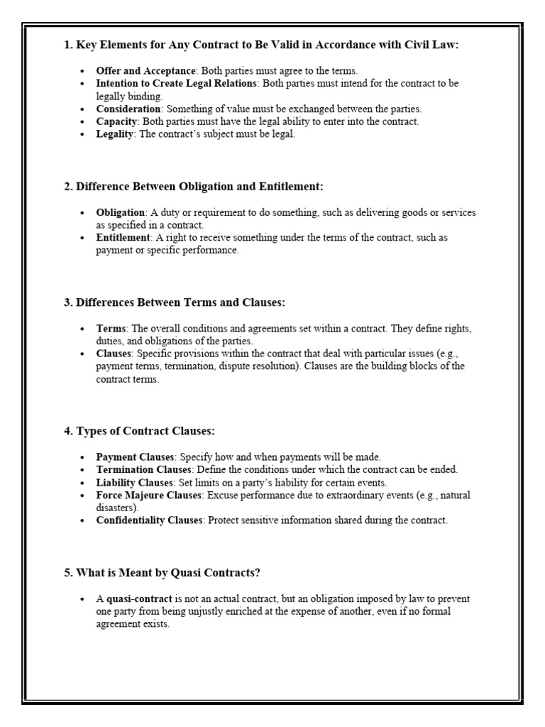 Contract Questions With Answers | PDF | Liquidated Damages | Damages