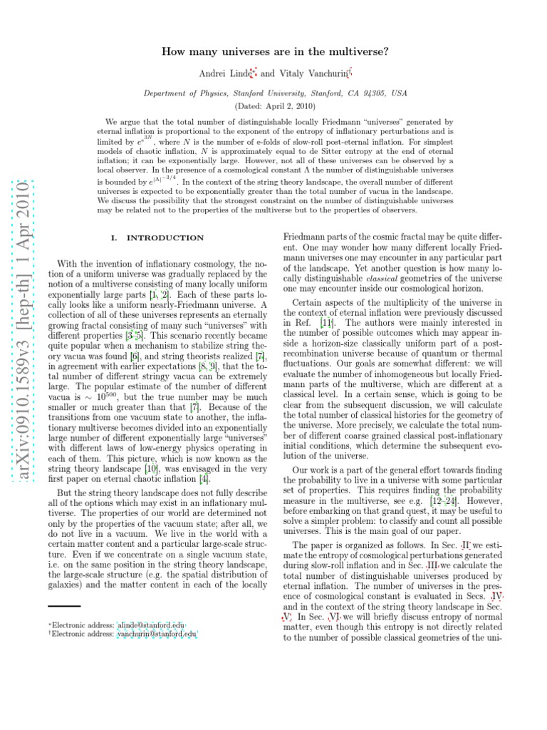 Counting Universes in the Multiverse | PDF | Black Hole | Universe