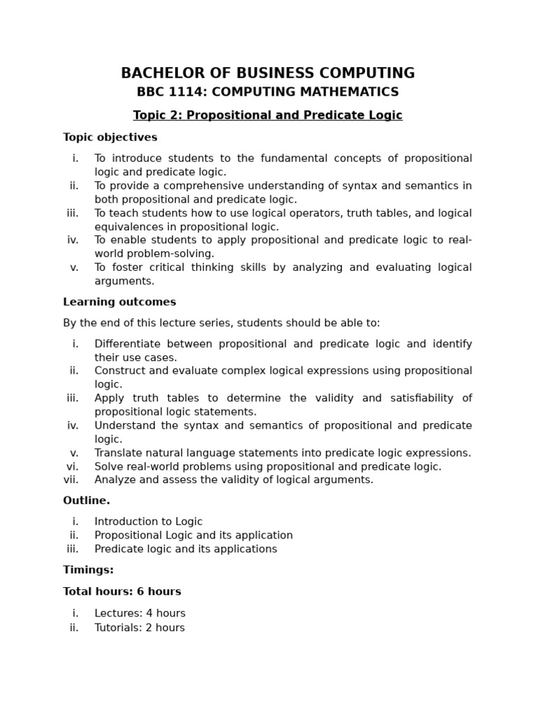 Propositional And Predicate Logic PDF Logic First Order Logic Propositional and predicate logic pdf logic first order logic