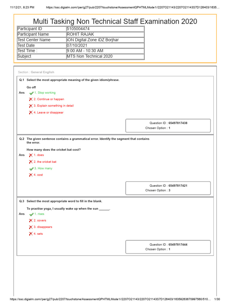 MTS Answer | PDF | Word | Cognitive Science