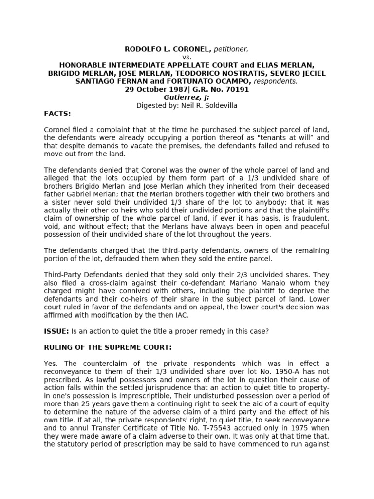 Supreme Court Ruling on Land Title Dispute | PDF | Appeal | Common Law