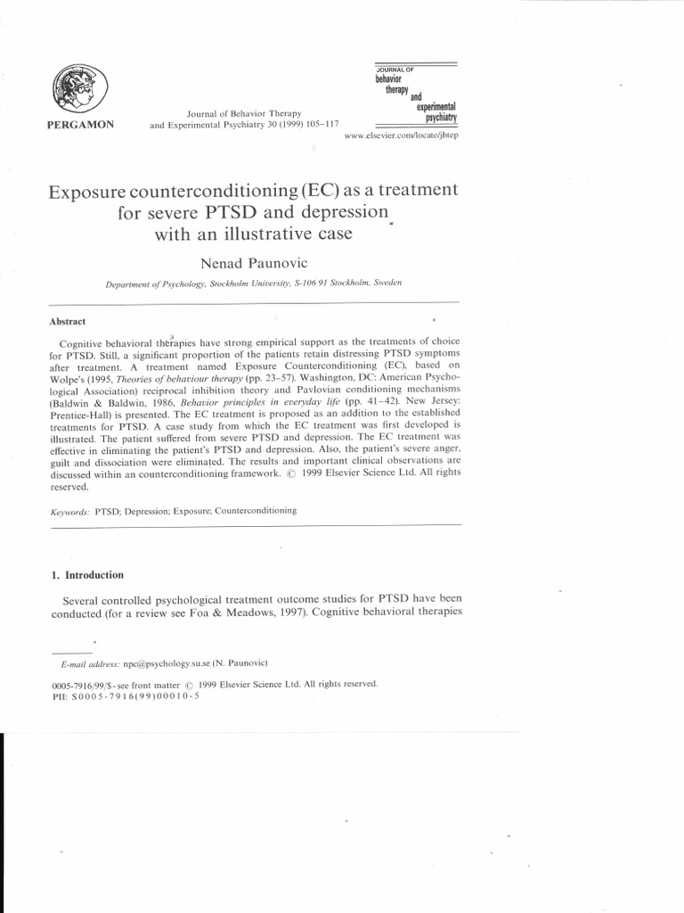 Exposure Counterconditioning 1999 | PDF | Psychological Trauma ...