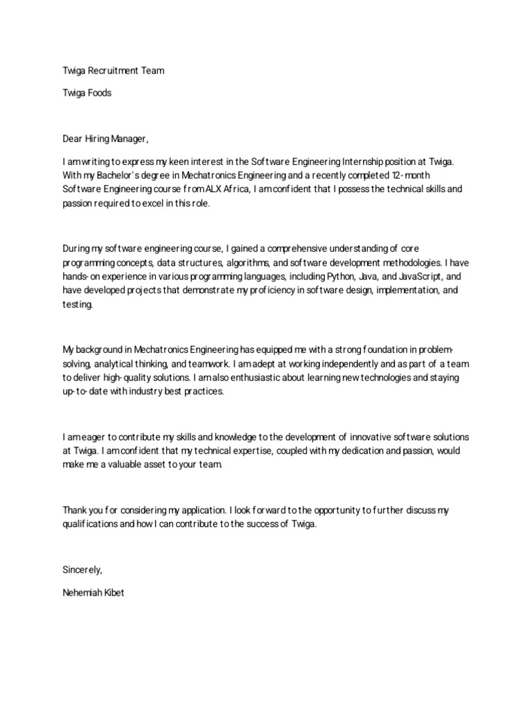 Software Engineering Internship Application | PDF