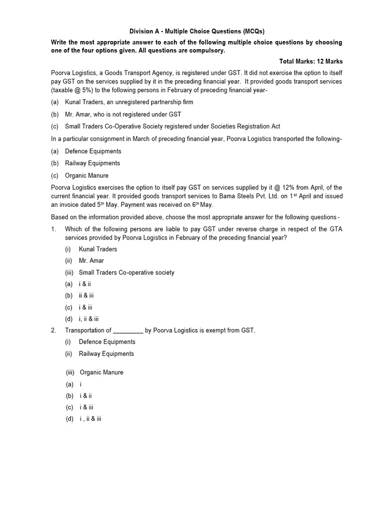 GST MCQs and Descriptive Questions Guide | PDF | Value Added Tax | Taxes