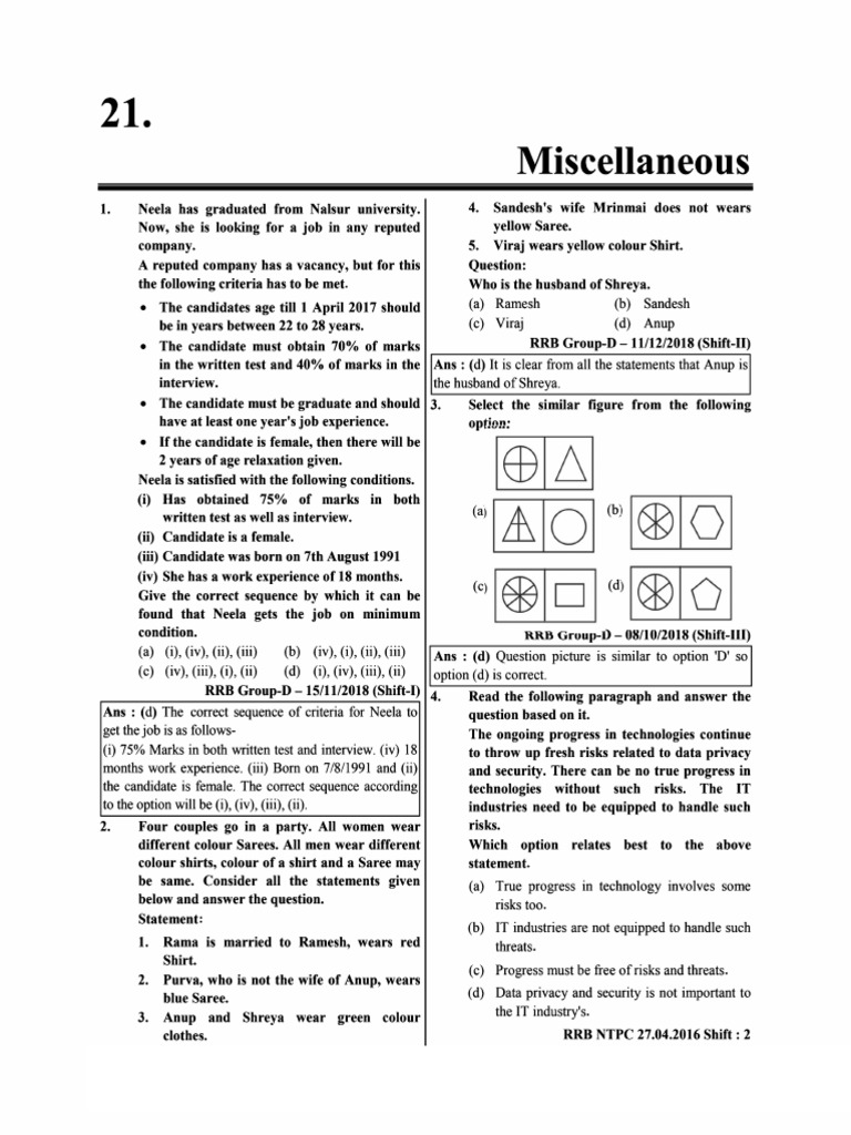 Miscellaneous Practice Set | PDF