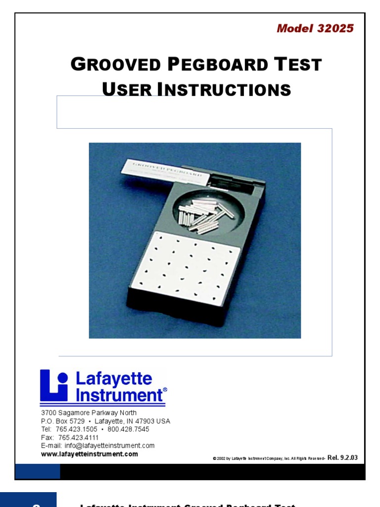 Grooved Pegboard Test Manual Validity (Statistics) Test (Assessment)