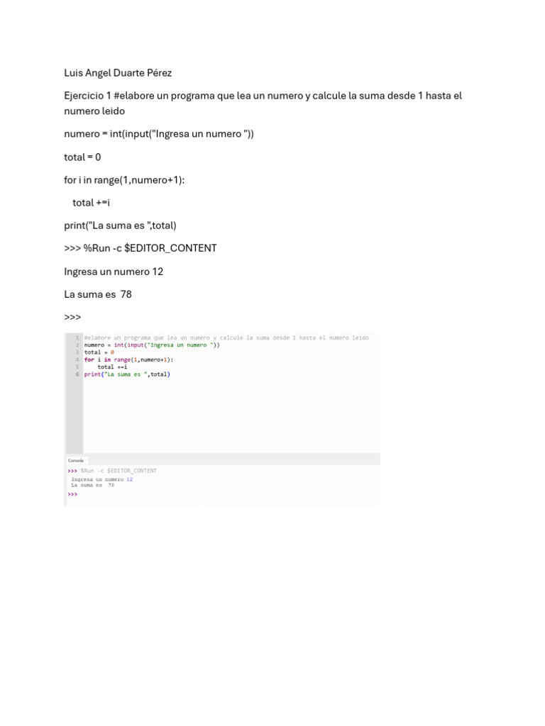 Ejercicios de Python: Sumas y Promedios | PDF | Programación de ...
