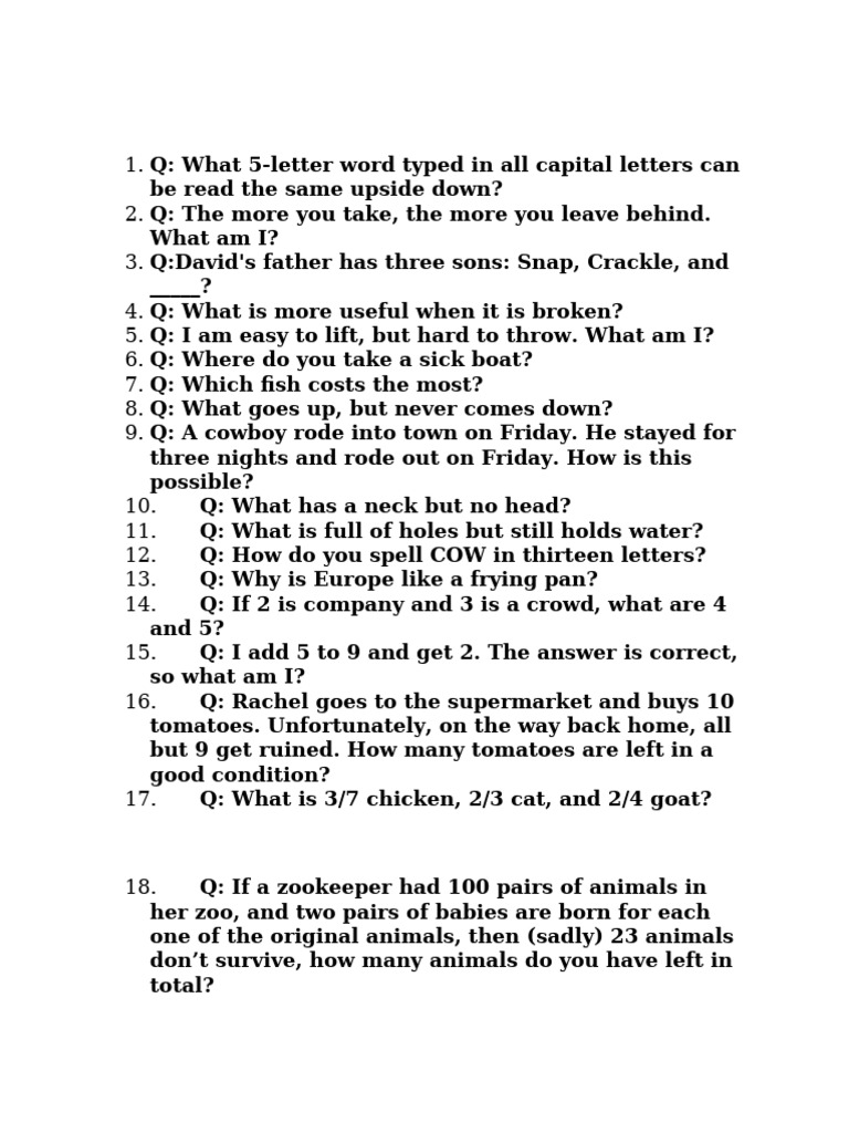 Fun Friday Riddles and Answers | PDF | Planets In Astrology