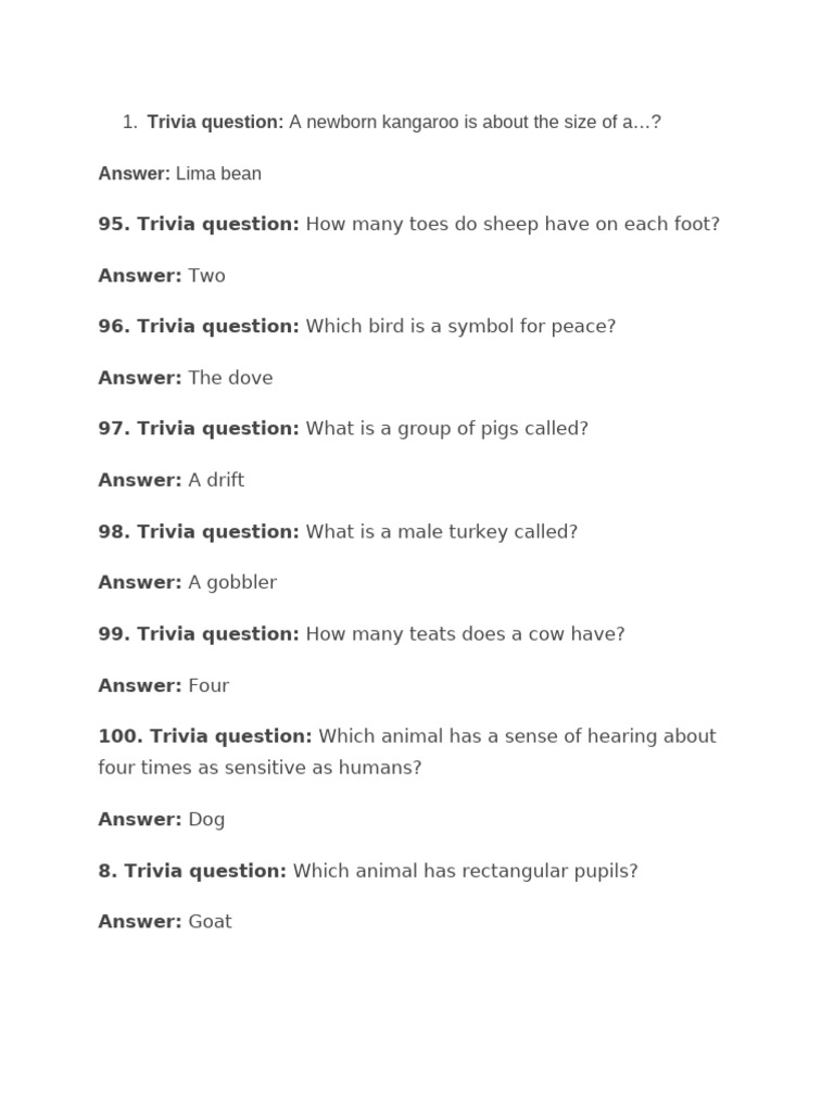 Trivia Question | PDF