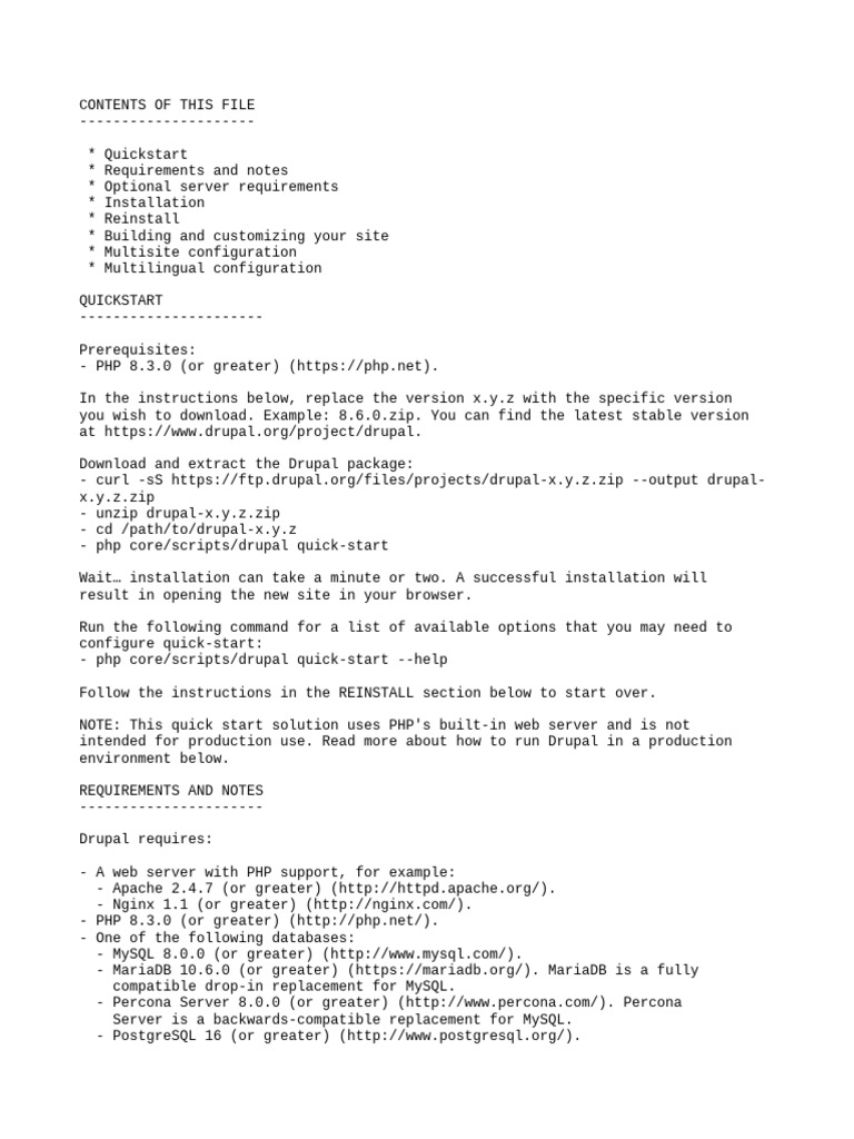 Drupal 11 Installation Guide | PDF | Drupal | Web Server