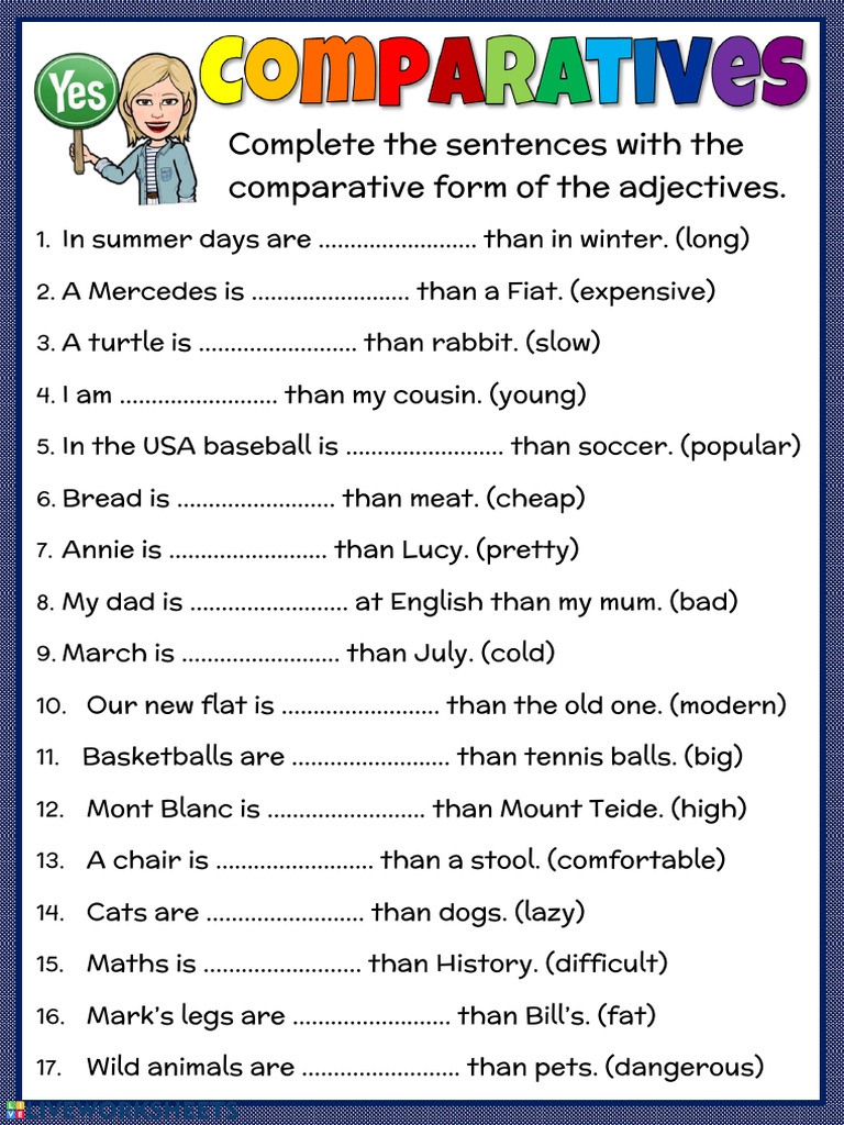 Comparatives Worksheet | PDF | Sports & Recreation