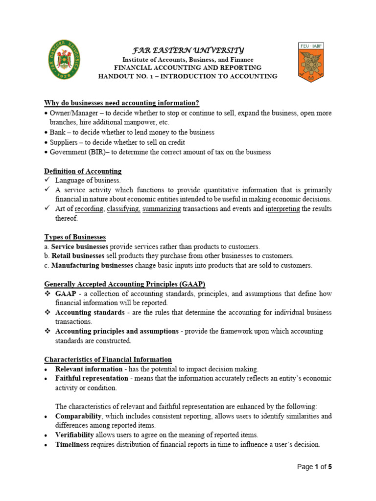 ACT1101 Handoutno.1 | PDF | Balance Sheet | Expense