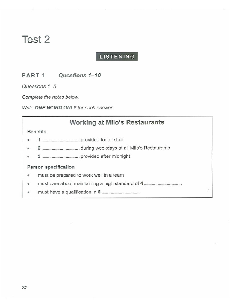 Listening - Cambridge IELTS Test Book 18 Test 2 (Mock Test) | PDF