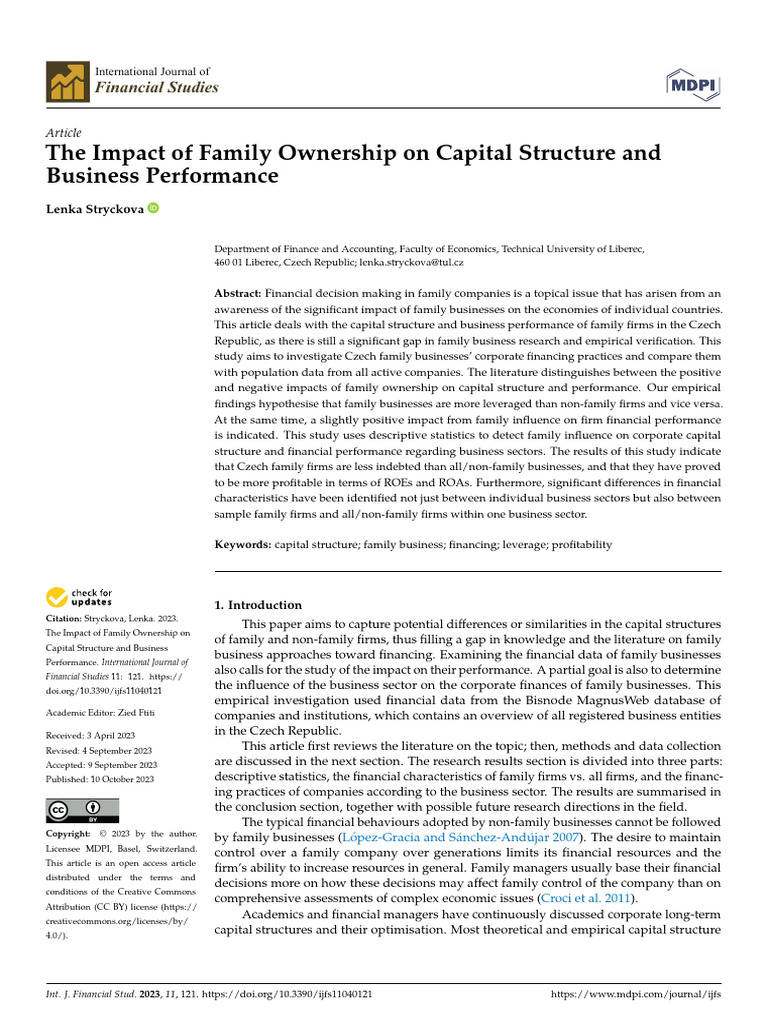 The Impact of Family Ownership | PDF | Capital Structure | Leverage ...