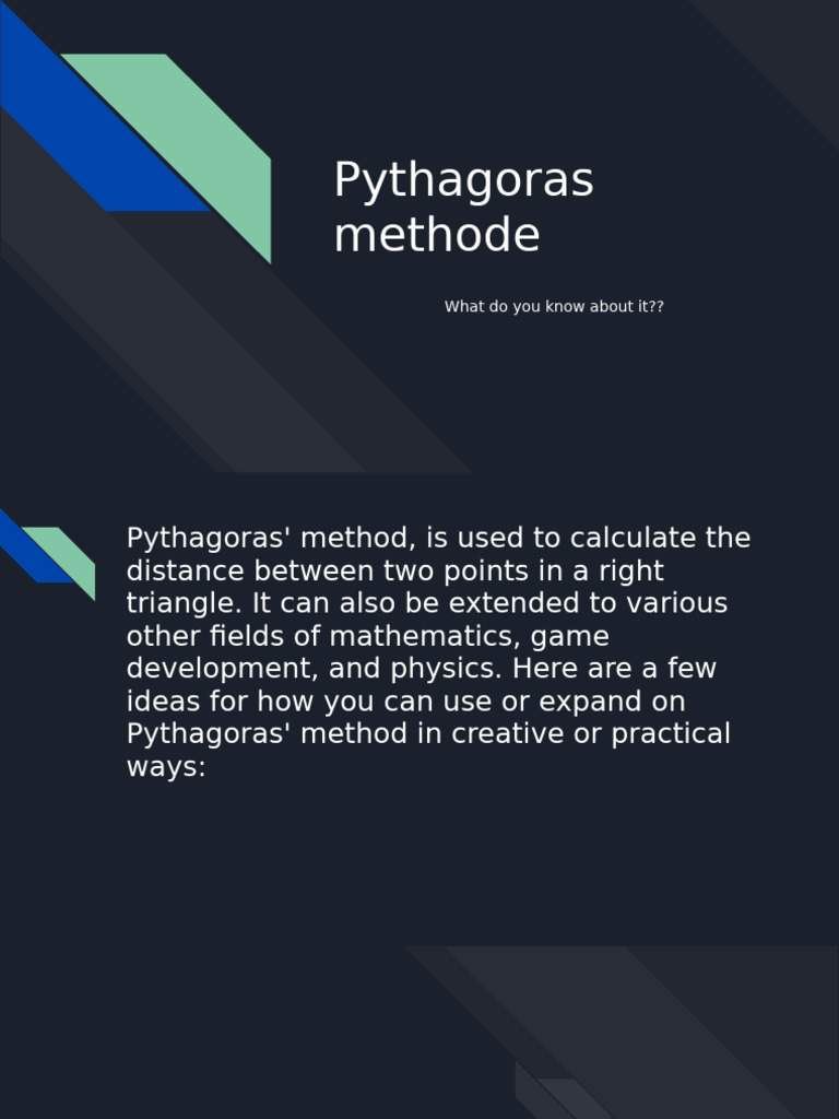 Pythagoras Methode | PDF | Pythagoras | Distance