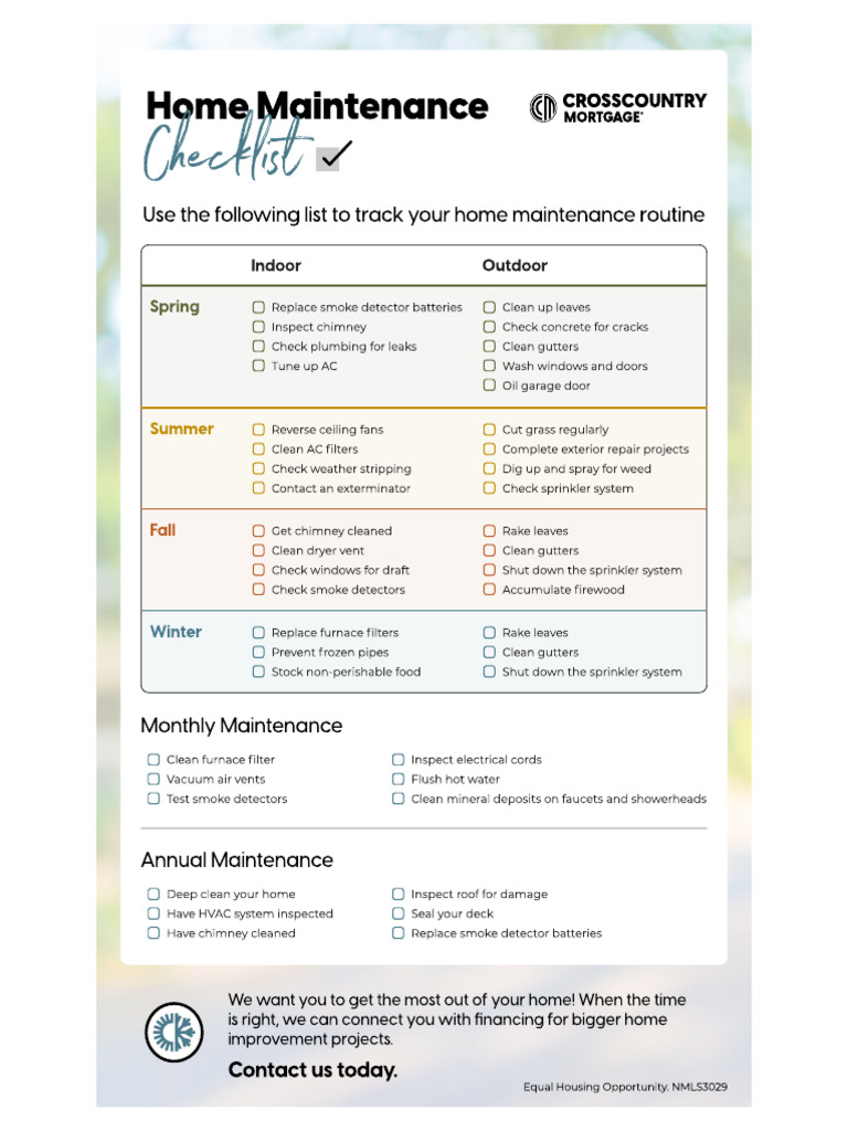Home Maintenance Checklist PDF | PDF