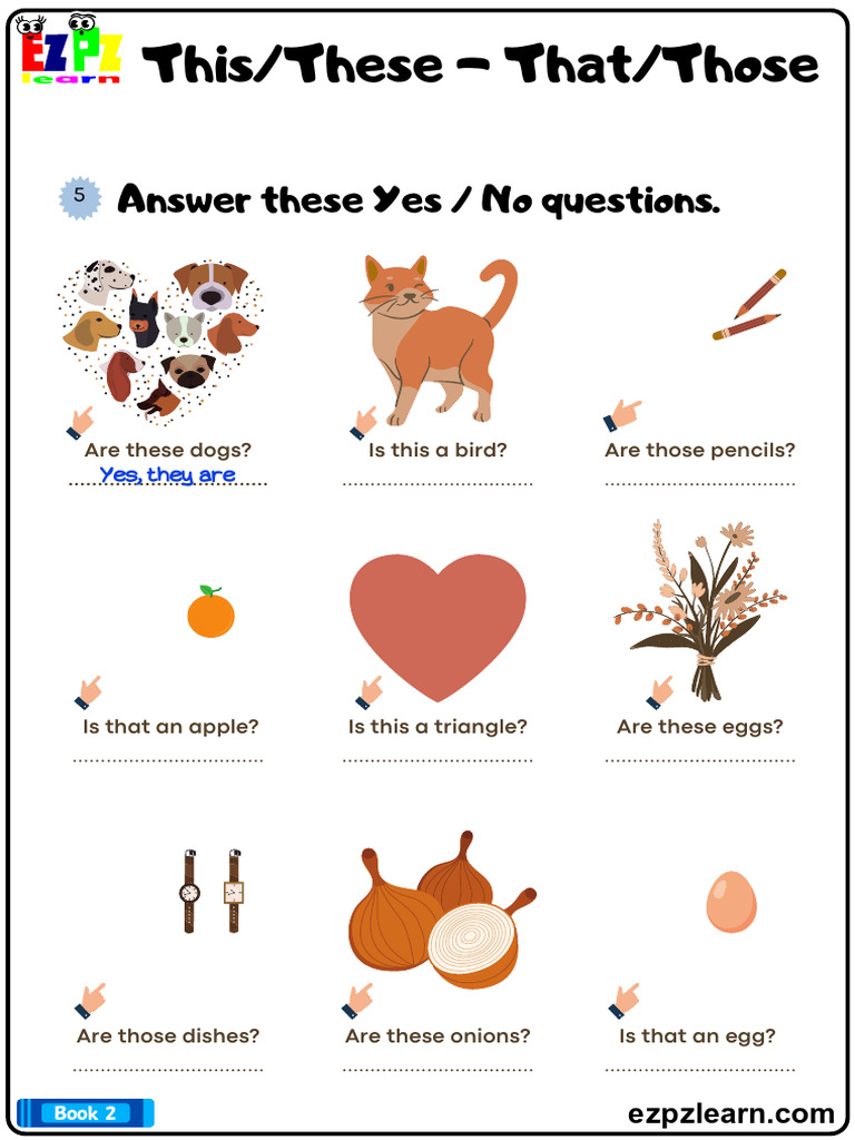 This These That Those Yes No Questions Worksheet Bk2 | PDF
