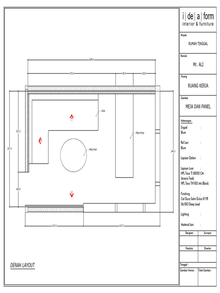 Denah Layout Ruang Kerja Rumah Tinggal | PDF