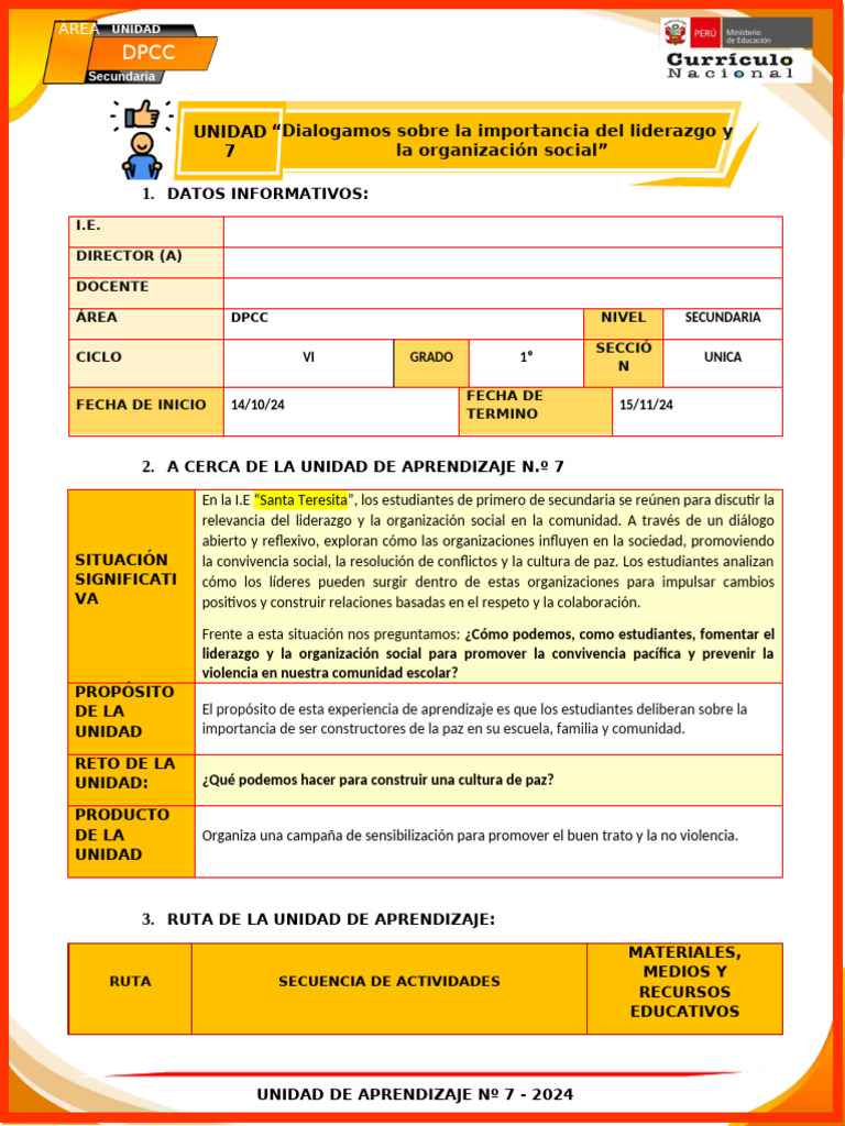 1º Unidad 7 DPCC - 2024 | PDF | Aprendizaje | Multimedia