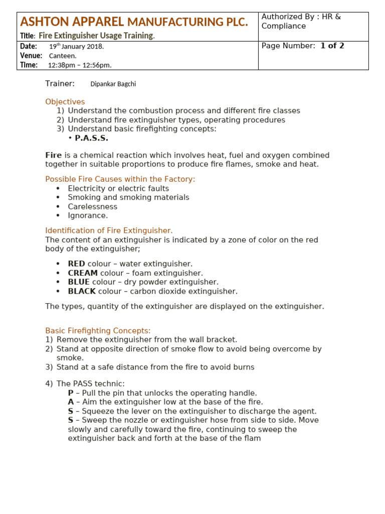 Fire Extinguisher Training Overview | PDF | Fires | Firefighting