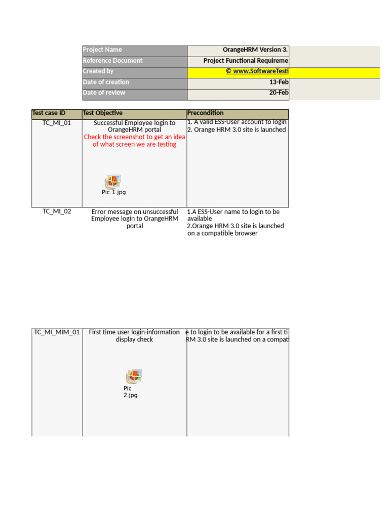 OrangeHRM 3.0 Employee Login Test Cases | PDF | Login | Password