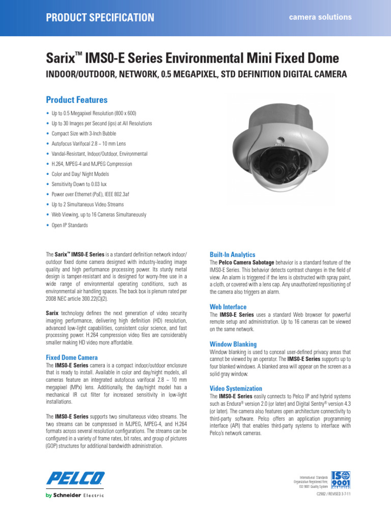 Sarix IMS0C10-1E IM Series CCTV | PDF | Camera | Video