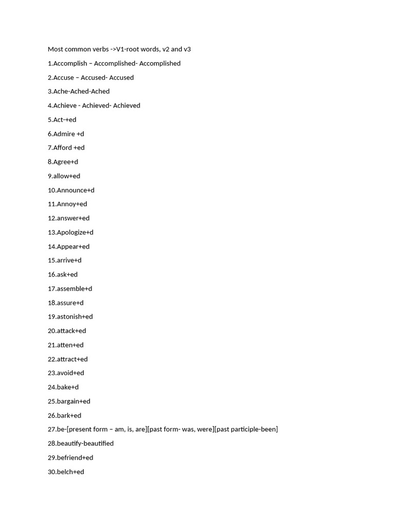 Most Common Verbs | PDF | Linguistics | Linguistic Typology