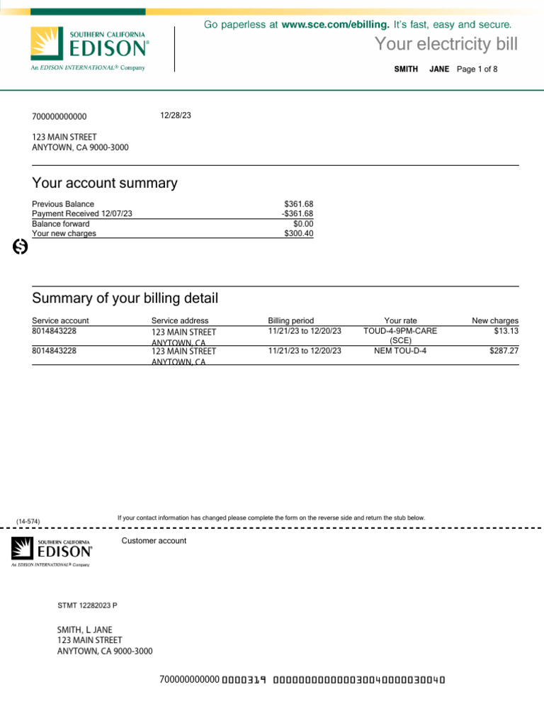 Power Choice Customer Bill Example - 2023 12 28 1 | PDF | Electricity ...