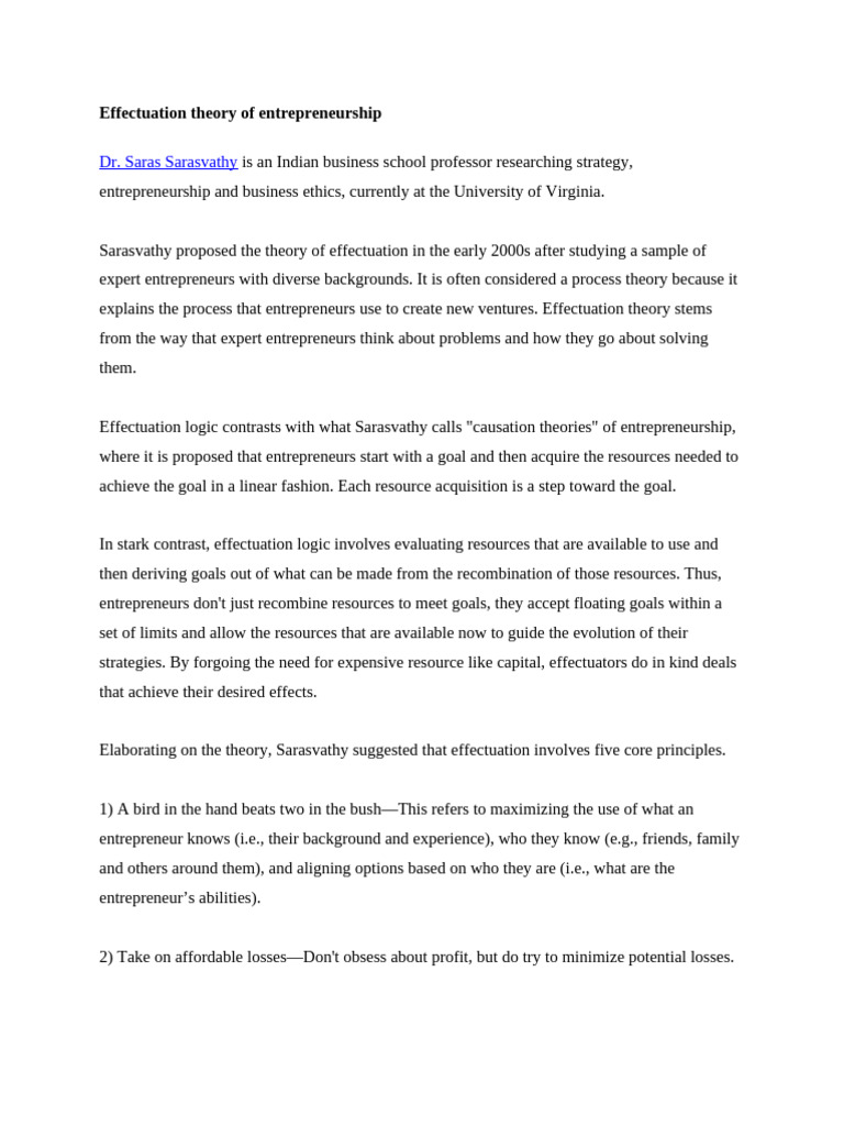 Effectuation & Bricolage in Entrepreneurship | PDF | Entrepreneurship ...