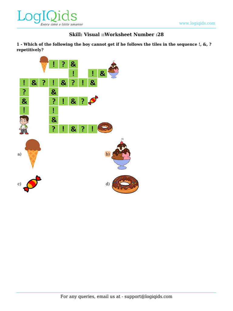 Skill: Visual::Worksheet Number:28 | PDF | Games & Activities