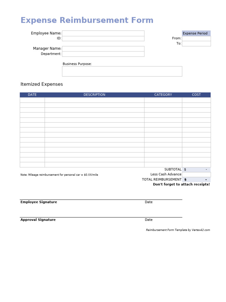Expense Reimbursement Form | PDF | Copyright | Printer (Computing)