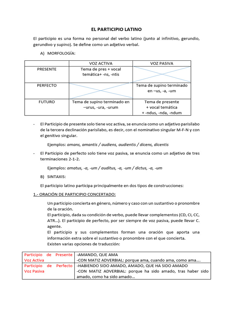 Esquema Participio Latino | PDF | Relaciones sintácticas | Semántica