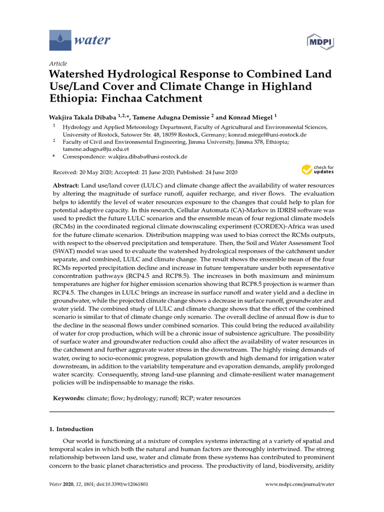 Hydrological Impact of LULC & Climate Change in Ethiopia | PDF | Water ...