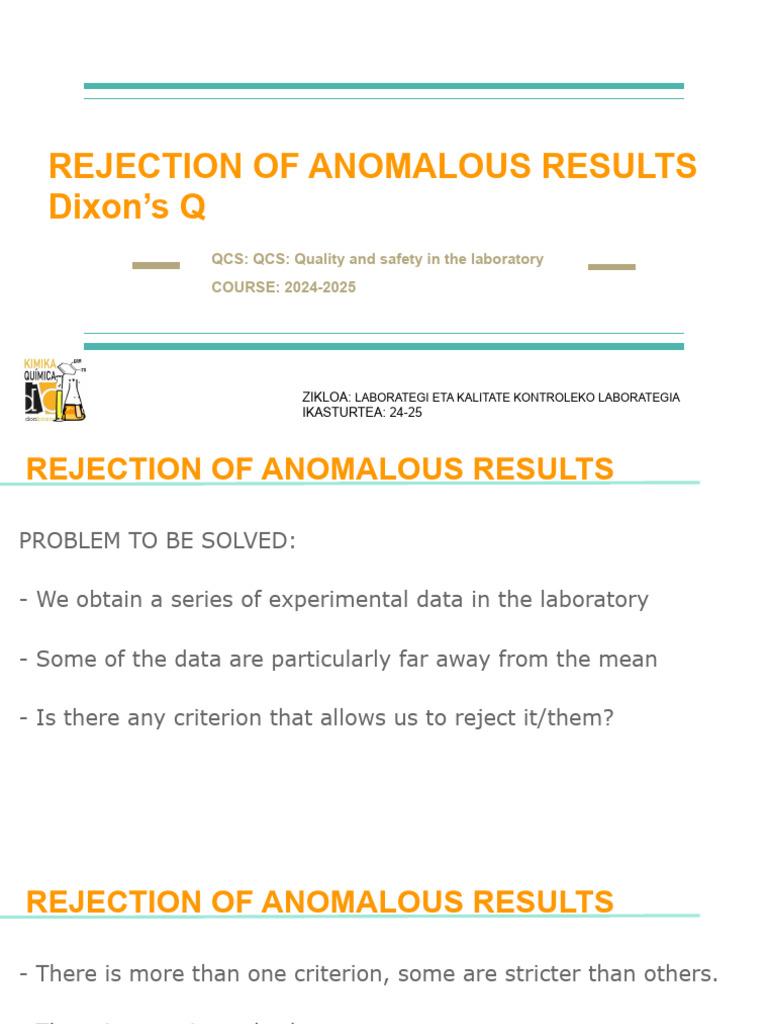 Dixon's Q Test for Outlier Rejection | PDF | Outlier | Statistical ...