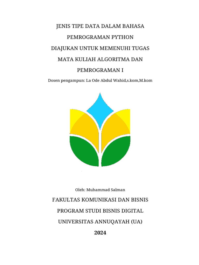 Tipe Data dalam Pemrograman Python | PDF