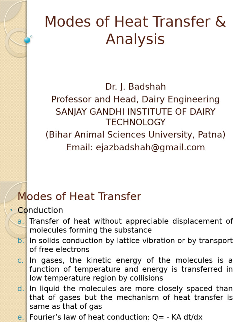Modes of Heat Transfer and Analysis | PDF | Heat Transfer | Thermal ...