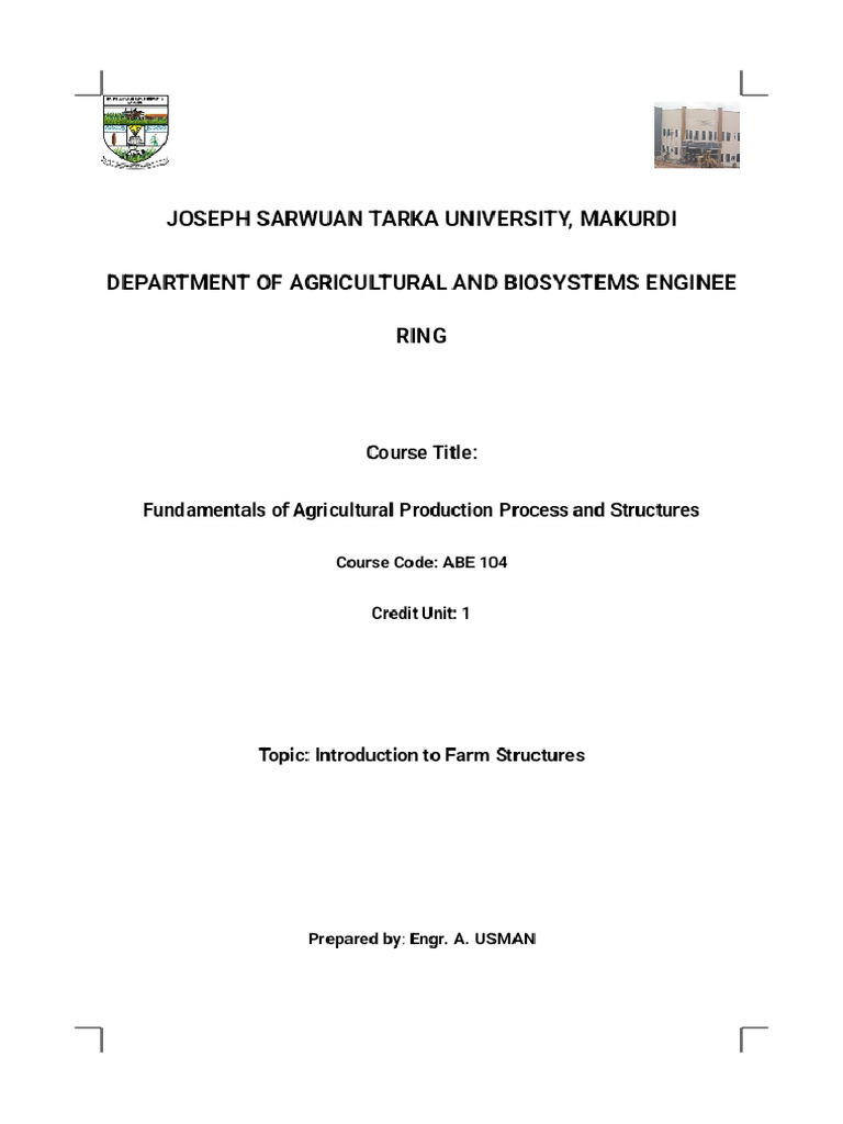 ABE 104 (Introduction To Farm Structures) - Phoenix | PDF