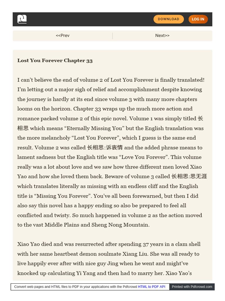 LostYouForever Chinese Novel Translated | PDF