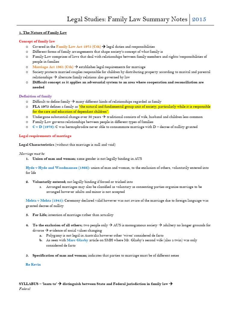 Family Law Overview and Key Concepts | PDF | Marriage | Divorce
