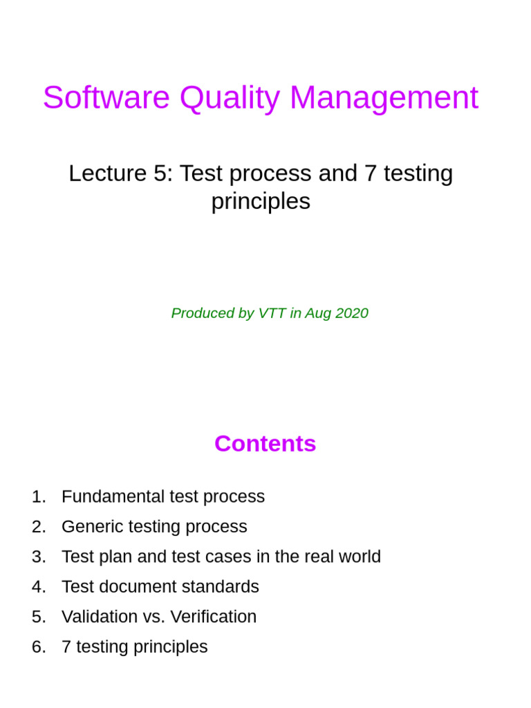 Test Process and 7 Principles Overview | PDF | Software Testing ...