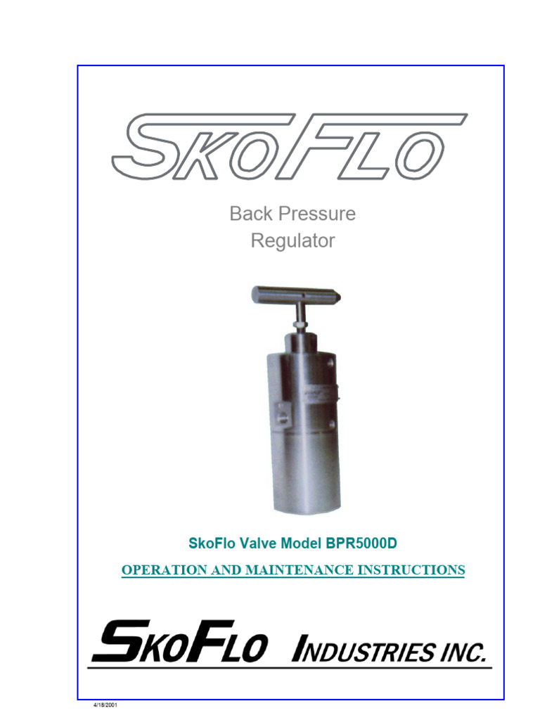 SkoFlo BPR5000D Valve Manual | PDF | Valve | Piston