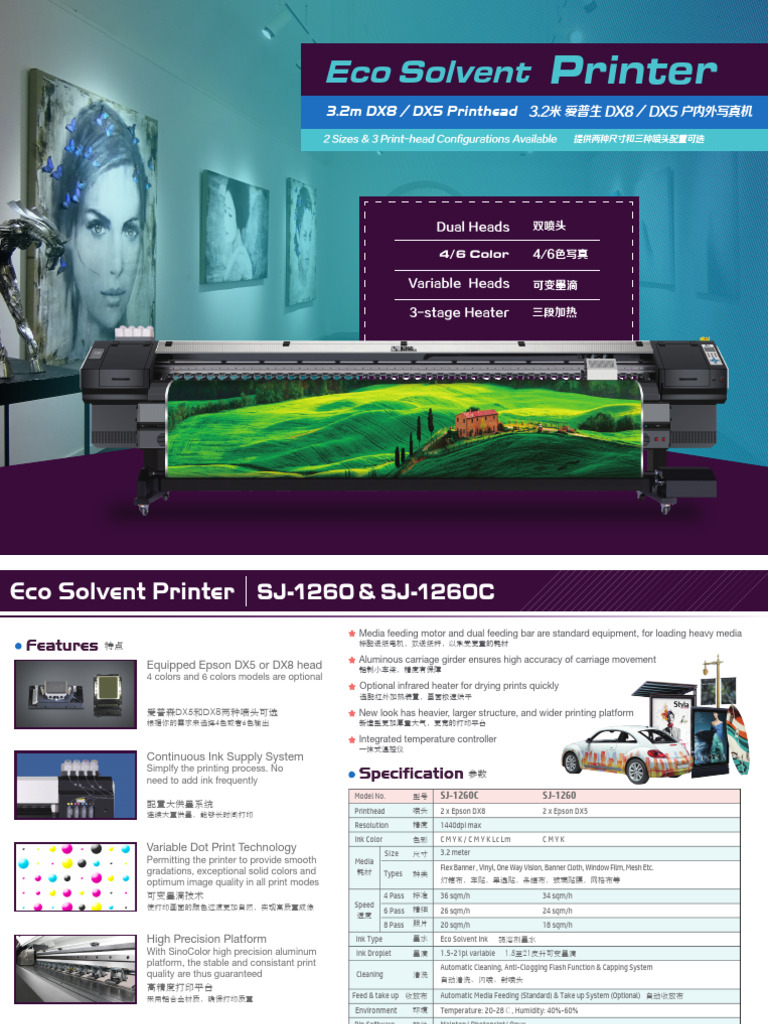 Eco Solvent Printer Specifications | PDF | Printer (Computing) | Printing