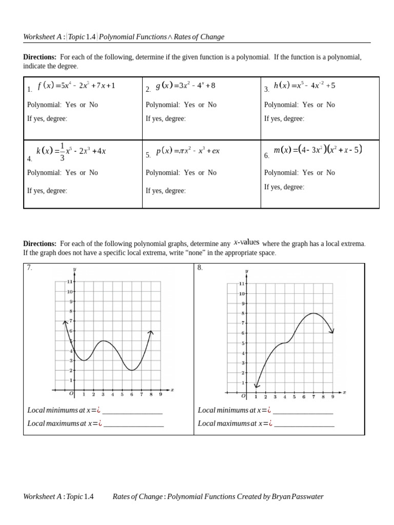 Polynomial Functions & Rates of Change | PDF | Derivative ...