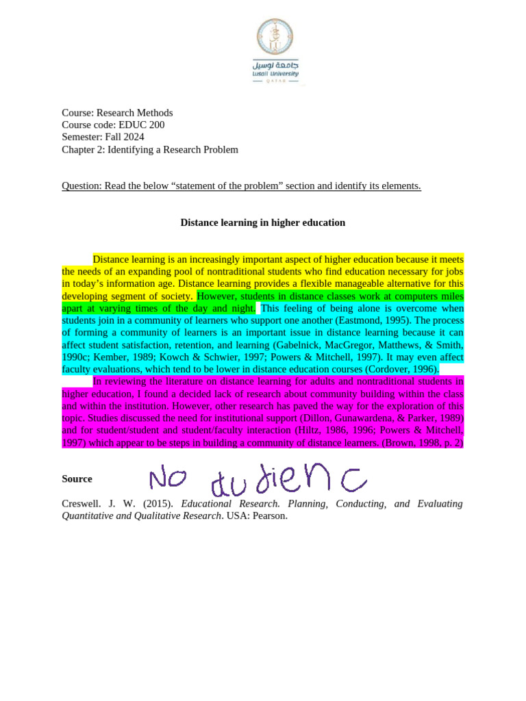 Statement of The Problem Section | PDF