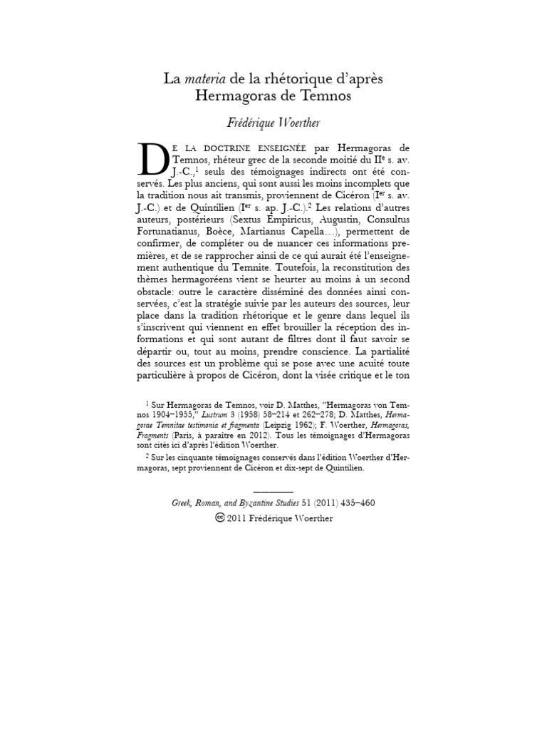 La Materia de La Rhetorique D Apres Herm | PDF | Rhétorique | Cicéron