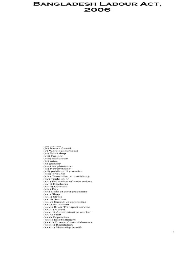 Bangladesh Labor Code 2006 | PDF