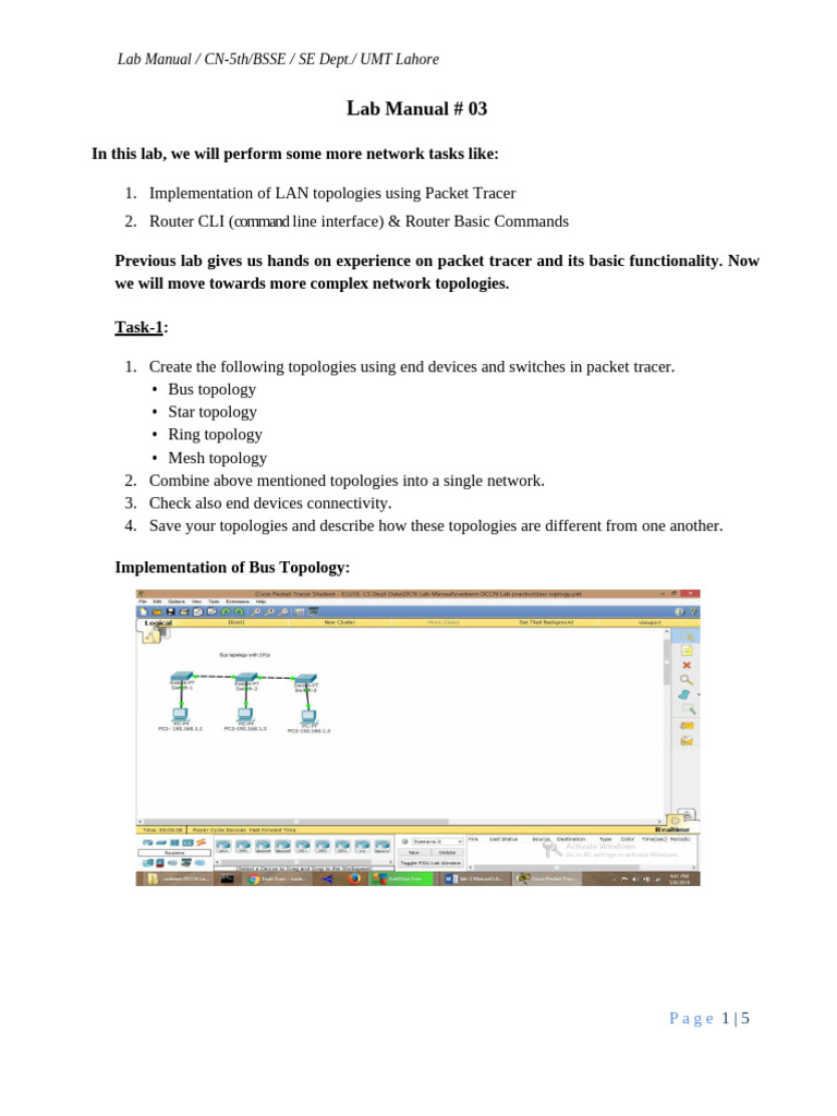 4.3 - Lab - Manual - 3 - CN - LAN Topologies Using Packet Tracer | PDF ...